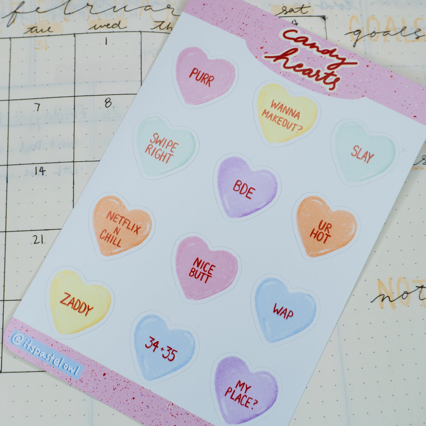 Candy Hearts Sticker Sheet