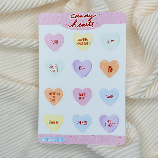 Candy Hearts Sticker Sheet